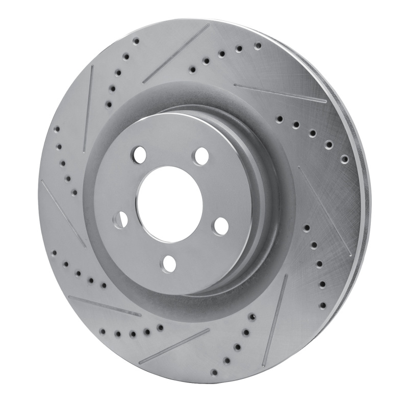 Chrysler 300 Brake Rotor (1) - Front Left - R1 Concepts - Drilled & Slotted - Silver - `05-`23
